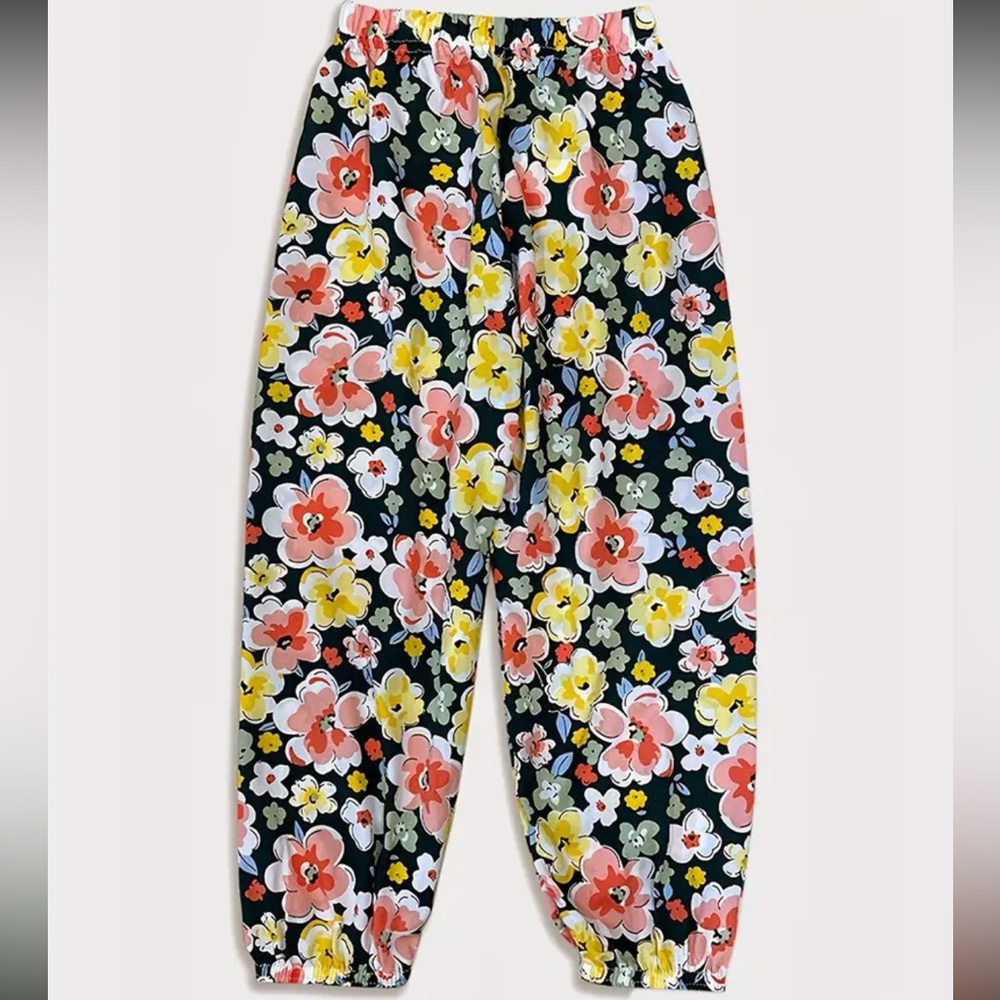 NWT Girls Toddler Lightweight Floral Viscose Harem Pants